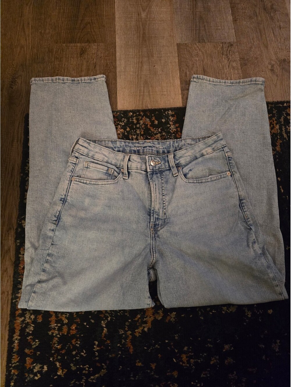 Old Navy High Waisted OG Loose Jeans Light Wash Denim Straight Leg